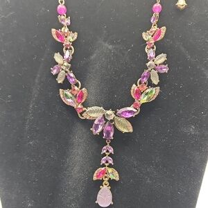 Betsey‎ Johnson Elegant Purple and Pink Gemstone Necklace